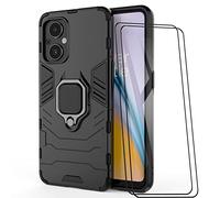 ESTH® Custodia per Oppo Reno7 Z 5G/Reno8 Lite/Reno7 Lite con 2 Pezzi Pellicola Protettiva, 360° Rotante Staffa [Compatibile con Supporto Magnetico per Auto], Cover Paraurti PC+TPU, Nero