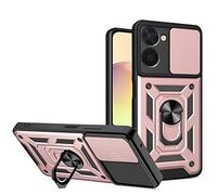 ESTH® Custodia per Realme 10 4G con Custodia per Fotocamera Scorrevole e Supporto ad Anello [Cover Paraurti Compatibile con Supporto Magnetico per Auto], Oro rosa