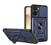 ESTH® Custodia per Realme 10 4G con Custodia per Fotocamera Scorrevole e Supporto ad Anello [Cover Paraurti Compatibile con Supporto Magnetico per Auto], Blu
