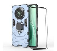 ESTH® Custodia per Realme 12 5G/Realme 12x 5G con 2 Pezzi Pellicola Protettiva, 360° Rotante Staffa [Compatibile con Supporto Magnetico per Auto], Cover Paraurti PC+TPU, Blu