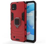 ESTH® Custodia per Realme C11 2021 con 360° Rotante Staffa, [Compatibile con Supporto Magnetico per Auto], Cover Paraurti PC + TPU, Rosso