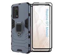 ESTH® Custodia per Realme GT Master con 2 Pezzi Pellicola Protettiva, 360° Rotante Staffa [Compatibile con Supporto Magnetico per Auto], Cover Paraurti PC+TPU, Blu