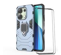ESTH® Custodia per Xiaomi Redmi Note 13 4G con 2 Pezzi Pellicola Protettiva, 360° Rotante Staffa [Compatibile con Supporto Magnetico per Auto], Cover Paraurti PC+TPU, Blu