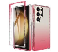 ESTH® Trasparente Cover per Samsung Galaxy S24 Ultra Custodia in silicone a Antiurto 360° con Protezione per lo Schermo Integrata, Caso Protettivo Antineve e Antipolvere, Rosso