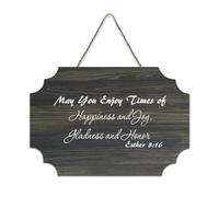 Esther 8:16 Wall Art May You Enjoy Times of Happiness And Joy Gladness And Honor, cartello di benvenuto in legno rustico per portico anteriore, porta, decorazione da parete, cartello in legno per