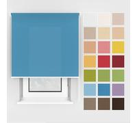 Estika Tenda a rullo con foratura - 100 x 220 cm - Blu laguna - montaggio a soffitto o parete, per interni, per finestre e portefinestre, tessuto semi-trasparente, disponibile in 25 colori