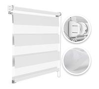 Estika Tenda a rullo doppia senza foratura - Larghezza: 145 cm, Altezza: 150 cm, Colore: Bianco - Tenda a rullo doppia giorno e notte