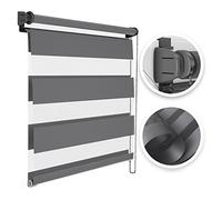 Estika Tenda a rullo doppia senza foratura - Larghezza: 45 cm, Altezza: 220 cm, Colore: Grigio - Tenda a rullo doppia giorno e notte