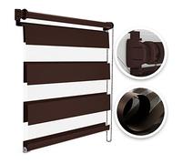 Estika Tenda a rullo doppia senza foratura - Larghezza: 50 cm, Altezza: 150 cm, Colore: Marrone - Tenda a rullo doppia giorno e notte