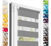 Estika Tenda a rullo doppio Klemmfix senza foratura - 105 x 150 cm - Grigio Scuro - Tenda giorno e notte, tessuto doppio, per interni, protezione dalla luce solare