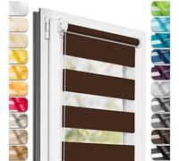 Estika Tenda a rullo doppio Klemmfix senza foratura - 135 x 220 cm - Cioccolato - Tenda giorno e notte, tessuto doppio, per interni, protezione dalla luce solare