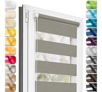 Estika Tenda a rullo doppio Klemmfix senza foratura - 30 x 120 cm - Lino Scuro - Tenda giorno e notte, tessuto doppio, per interni, protezione dalla luce solare