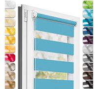 Estika Tenda a rullo doppio Klemmfix senza foratura - 50 x 220 cm - Cielo Blu - Tenda giorno e notte, tessuto doppio, per interni, protezione dalla luce solare