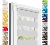 Estika Tenda a rullo doppio Klemmfix senza foratura - 55 x 120 cm - Grigio Chiaro - Tenda giorno e notte, tessuto doppio, per interni, protezione dalla luce solare