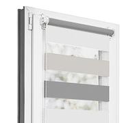 Estika Tenda a rullo doppio Klemmfix senza foratura - 65 x 150 cm - Trio: Grigio Scuro-Grigio Chiaro-Grigio Cenere - Tenda giorno e notte, tessuto doppio, per interni, protezione dalla luce solare