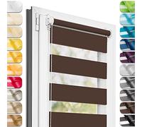 Estika Tenda a rullo doppio Klemmfix senza foratura - 70 x 120 cm - Marrone - Tenda giorno e notte, tessuto doppio, per interni, protezione dalla luce solare