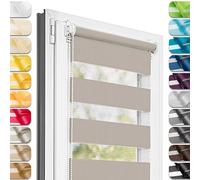 Estika Tenda a rullo doppio Klemmfix senza foratura - 85 x 120 cm - Grigio-marrone - Tenda giorno e notte, tessuto doppio, per interni, protezione dalla luce solare