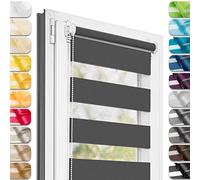 Estika Tenda a rullo doppio Klemmfix senza foratura - 90 x 120 cm - Grafite - Tenda giorno e notte, tessuto doppio, per interni, protezione dalla luce solare