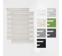 Estika Tenda a rullo doppio Klemmfix senza foratura, set da 2 pezzi - 40 x 150 cm - Cream - Tenda giorno e notte, tessuto doppio, per interni, protezione dalla luce solare, rullo duo