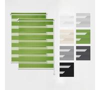 Estika Tenda a rullo doppio Klemmfix senza foratura, set da 2 pezzi - 40 x 220 cm - Verde - Tenda giorno e notte, tessuto doppio, per interni, protezione dalla luce solare, rullo duo