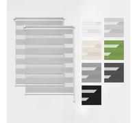 Estika Tenda a rullo doppio Klemmfix senza foratura, set da 2 pezzi - 50 x 150 cm - Grigio chiaro - Tenda giorno e notte, tessuto doppio, per interni, protezione dalla luce solare, rullo duo