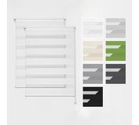 Estika Tenda a rullo doppio Klemmfix senza foratura, set da 2 pezzi - 50 x 220 cm - Bianco - Tenda giorno e notte, tessuto doppio, per interni, protezione dalla luce solare, rullo duo
