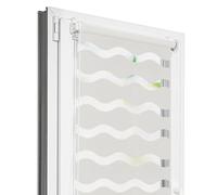 Estika Tenda a rullo doppio klemmfix senza foratura, tessuto a onde - 115 x 220 cm - Perla - Tenda giorno e notte, tessuto doppio, per interni, protezione dalla luce solare