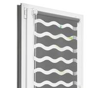 Estika Tenda a rullo doppio klemmfix senza foratura, tessuto a onde - 40 x 220 cm - Grigio - Tenda giorno e notte, tessuto doppio, per interni, protezione dalla luce solare