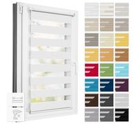 Estika Tenda a rullo doppio senza foratura - Larghezza ogni 1 cm - 32 x 120 cm - Bianco - Tenda giorno e notte, tessuto doppio, per interni, protezione dalla luce solare