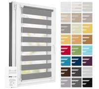 Estika Tenda a rullo doppio senza foratura su misura - 27 colori del tessuto - Larghezza: 30-129 cm - Altezza: 120 cm, 150 cm, 220 cm - Tenda giorno e notte, tessuto doppio, per interni