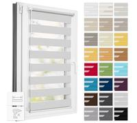 Estika Tenda a rullo giorno e notte senza forare, larghezza con incrementi di 1 cm - 67 x 220 cm - Grigio chiaro - per interni, per finestre, tessuto a doppio strato, protezione solare
