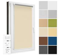 Estika Tenda oscurante senza perforazione, larghezza ogni 1 cm - 130 cm x 220 cm - Ecru Tende a rullo termiche, tende a rullo per finestre senza foratura, protezione solare per finestre interne