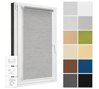 Estika Tenda oscurante senza perforazione, larghezza ogni 1 cm - 36 cm x 220 cm - Lino grigio Tende a rullo termiche, tende a rullo per finestre senza foratura, protezione solare per finestre interne