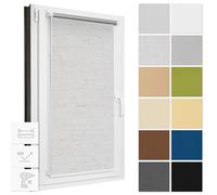 Estika Tenda oscurante senza perforazione, larghezza ogni 1 cm - 64 cm x 120 cm - Lino Tende a rullo termiche, tende a rullo per finestre senza foratura, protezione solare per finestre interne