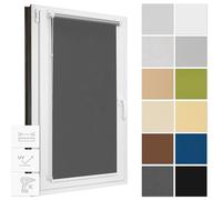 Estika Tenda oscurante senza perforazione, larghezza ogni 1 cm - 90 cm x 120 cm - Grafite Tende a rullo termiche, tende a rullo per finestre senza foratura, protezione solare per finestre interne