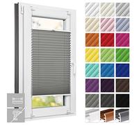 Estika Tenda plissettata senza foratura su misura, Klemmfix, 23 colori, 4 colori di profilo, Larghezza: 30-129 cm, Altezza: 50-149 cm, Tenda plissettata interna, tenda parasole