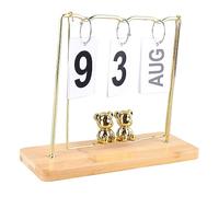 Estink Calendario del Taglio in Metallo in Legno Delicato Orso Piccolo, Calendario per il Desktop Perpetuo Riutilizzabile Giornaliero per il Dormitorio degli Uffici (Altalena color legno)