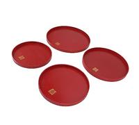 Estink Materiale Sicuro Red Wedding Tea Servizio, Piastra di Frutta in Legno a Struttura Ferma, 4 Pezzi per la Raccolta di Feste (Girare)