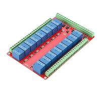Estink Modulo Relè 16 Canali, Scheda Interfaccia con Fotoaccoppiatore Isolato, Trigger Alto e Basso per Controllo Relay DC 24V Compatibile 5V 12V Opzione Alimentazione (DC24V)
