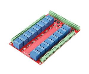 Estink Modulo Relè 16 Canali, Scheda Interfaccia con Fotoaccoppiatore Isolato, Trigger Alto e Basso per Controllo Relay DC 24V Compatibile 5V 12V Opzione Alimentazione (DC24V)