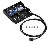Estink Pannello Frontale USB 2.0 con 4 Porte, Convertitore per Alloggiamento Floppy 3.5", Adattatore da 9 Pin a USB per PC, Plug & Play, Nero