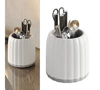 Estink Porta a Blocchi a Rotazione a 360 Gradi Efficiente Organizzatore di Cucchiaio Staccabile di Grande capacità per Cucina Cucina in Plastica Resistente (WHITE)