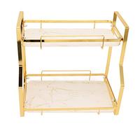 Estink Scaffale per Organizzatore Angolare Montato in Piedi da Bagno per la della Camera da Letto, Bianco e Oro, Ottimo (2 livelli)