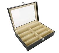 Estink Scatola Portaoggetti in Pelle con 8 Scomparti, Espositore per Occhiali, Orologi e Gioielli, 33,5 x 24,5 x 8,5 cm