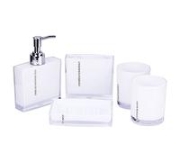 Estink Set Accessori Bagno 5 Pezzi in Acrilico, Dispenser Sapone, Porta Spazzolini, 2 Bicchieri, Portasaponetta, Design Moderno per Casa e Hotel