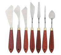 Estink Set di Spatole per Pittura, 7 Pezzi, Coltelli per Tavolozze in Acciaio Inossidabile con Manico in Legno, Accessori per Pittura ad Olio
