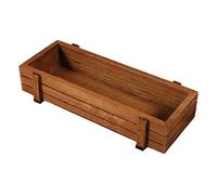 Estink Vaso rettangolare in legno naturale, 22,5 x 8,4 x 4,1 cm, per piante grasse, 2 pezzi