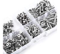 Estink Viti a Brugola M3, Set 300 Pezzi Testa Piatta in Acciaio Inox 304 da 4-16mm con Scatola per Fai da Te e Riparazioni