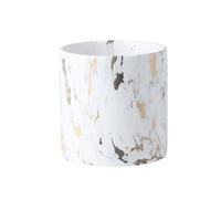 ESTINTENG Vaso da fiori circolare in grani di marmo in stile nordico, grande diametro, con vassoio, vaso da fiori dal pavimento al soffitto, in ceramica a strisce dorate, 20 x 20 cm (con piastra