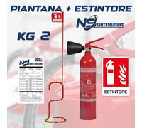 Estintore 2kg CO2 Casa Impianto Elettrico Cucina ristorante Stufa +ASTA+CARTELLO